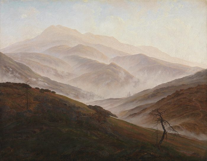 Giant Mountains Landscape with Rising Fog, Caspar David Friedrich