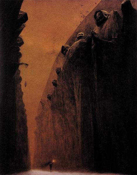 Untitled (Torchbearer in the Gorge), Zdzisław Beksiński