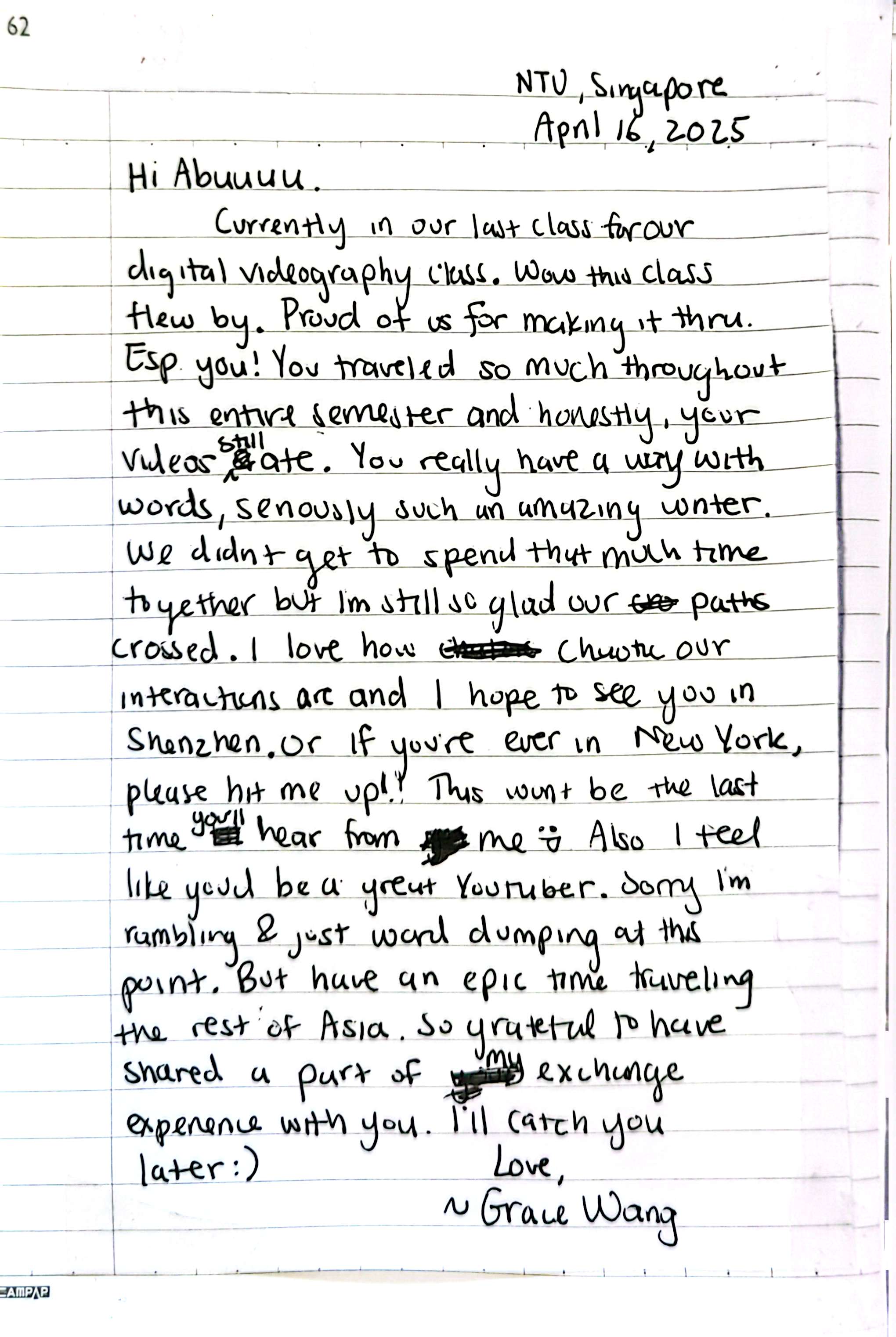 Letter from Grace