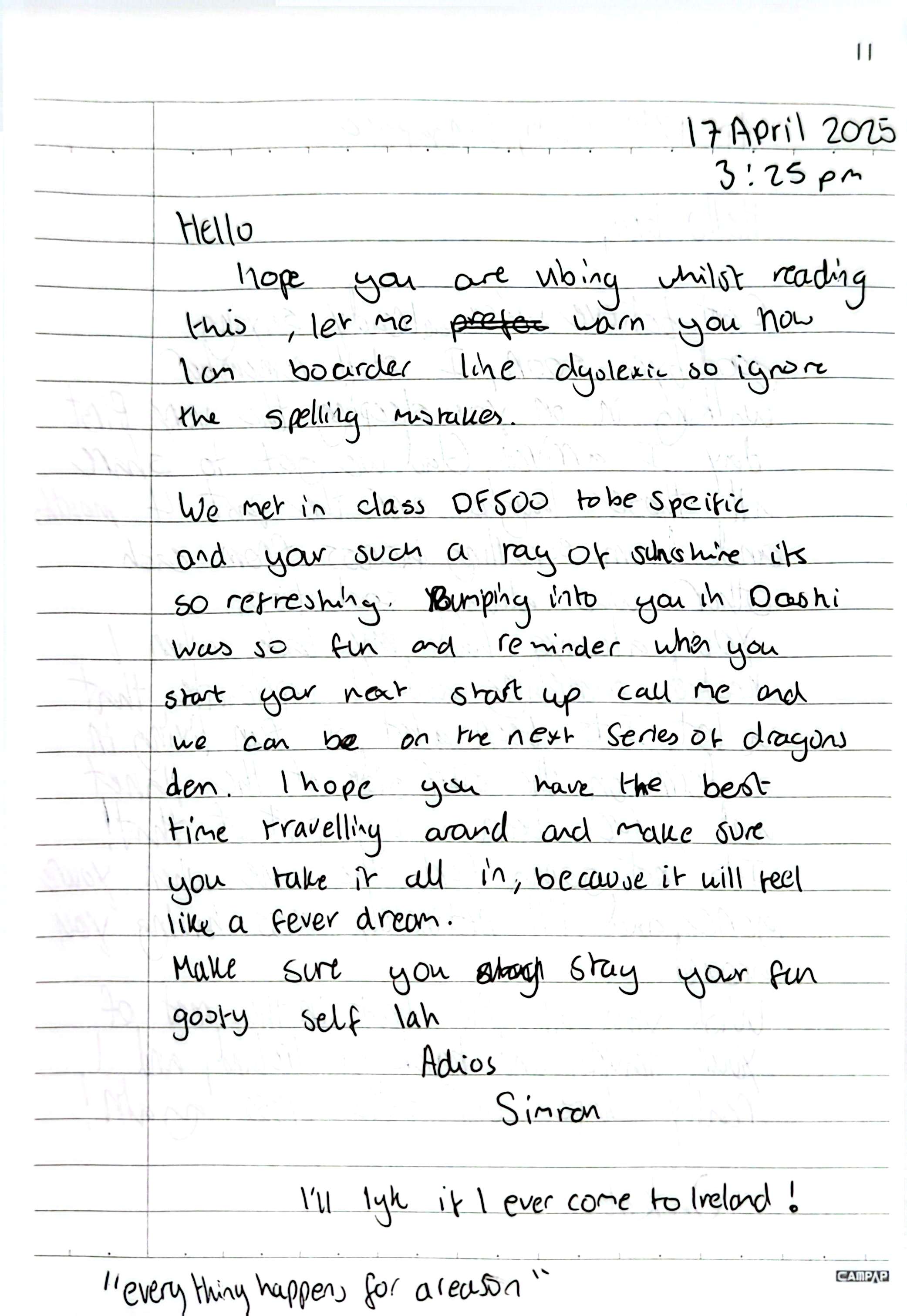 Letter from Simran