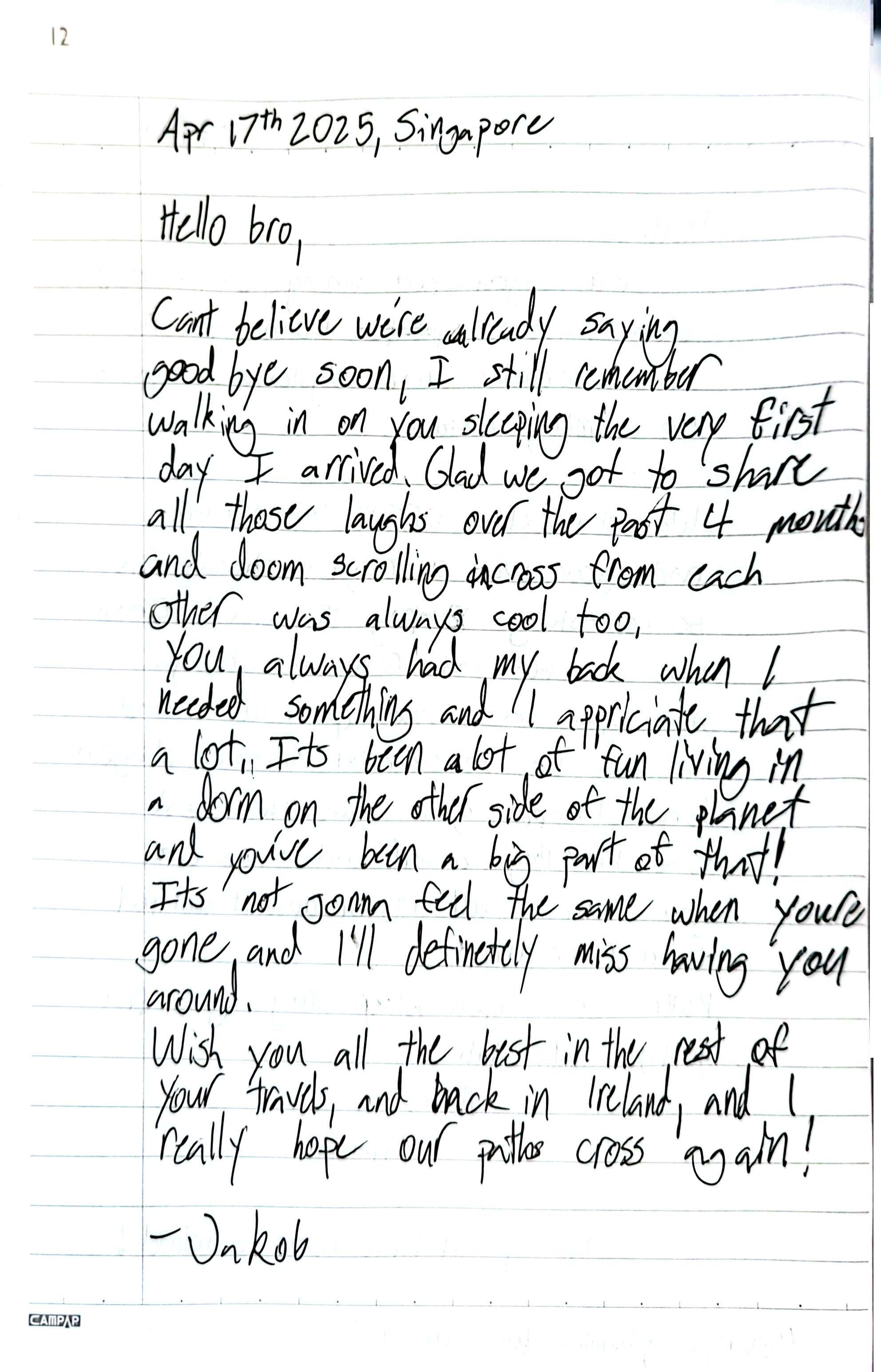 Letter from Jakob