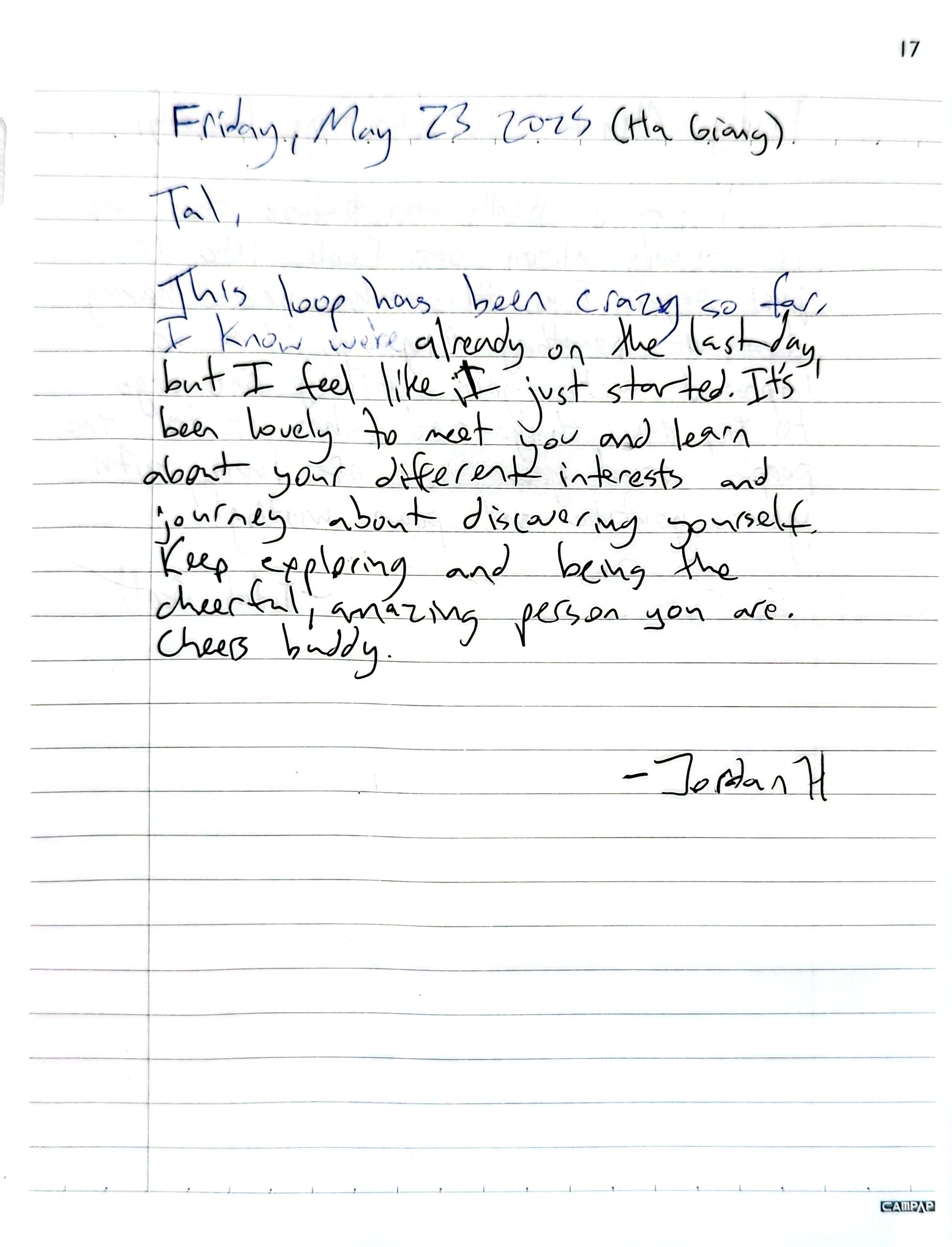 Letter from Jordan
