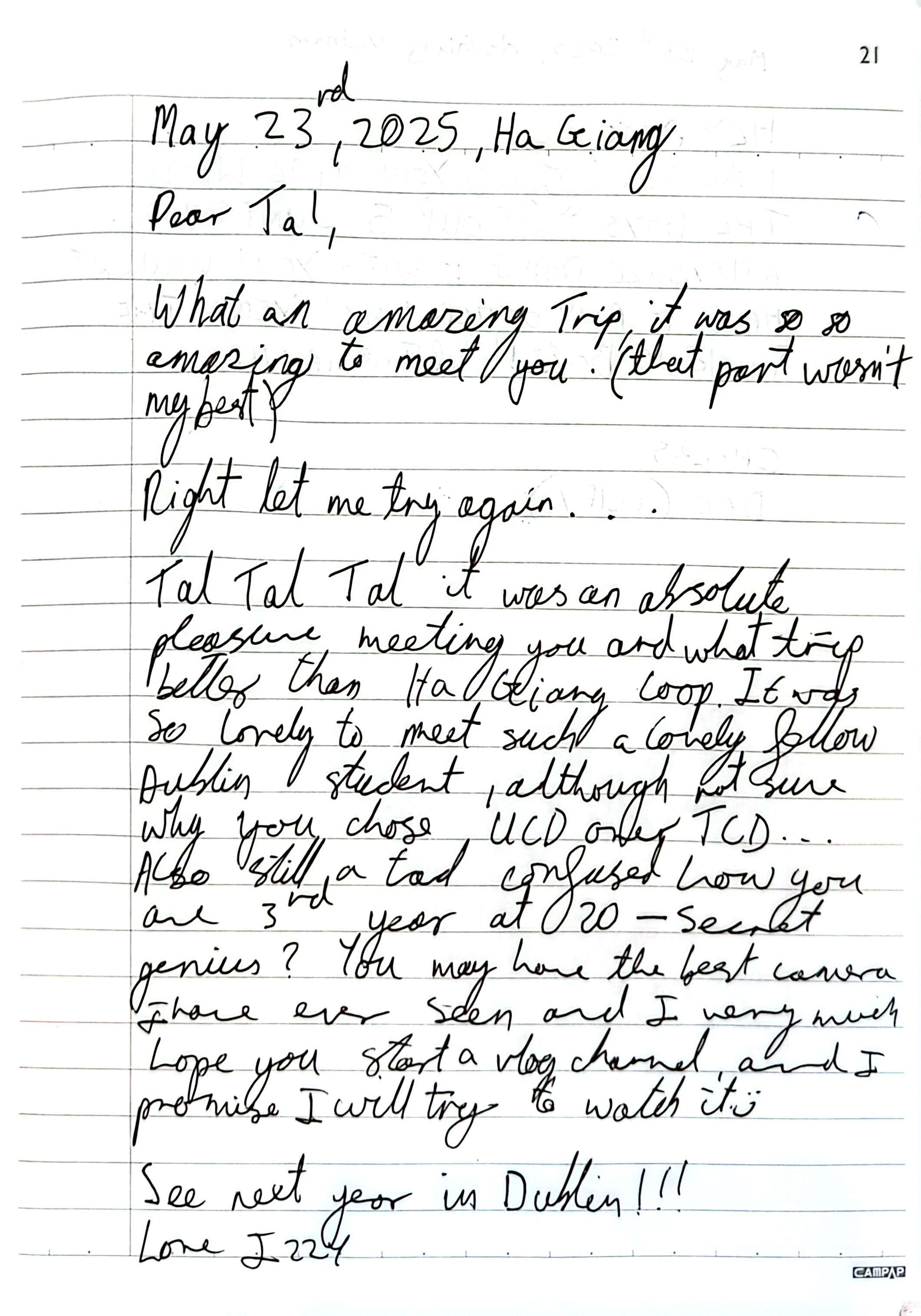 Letter from Izzy