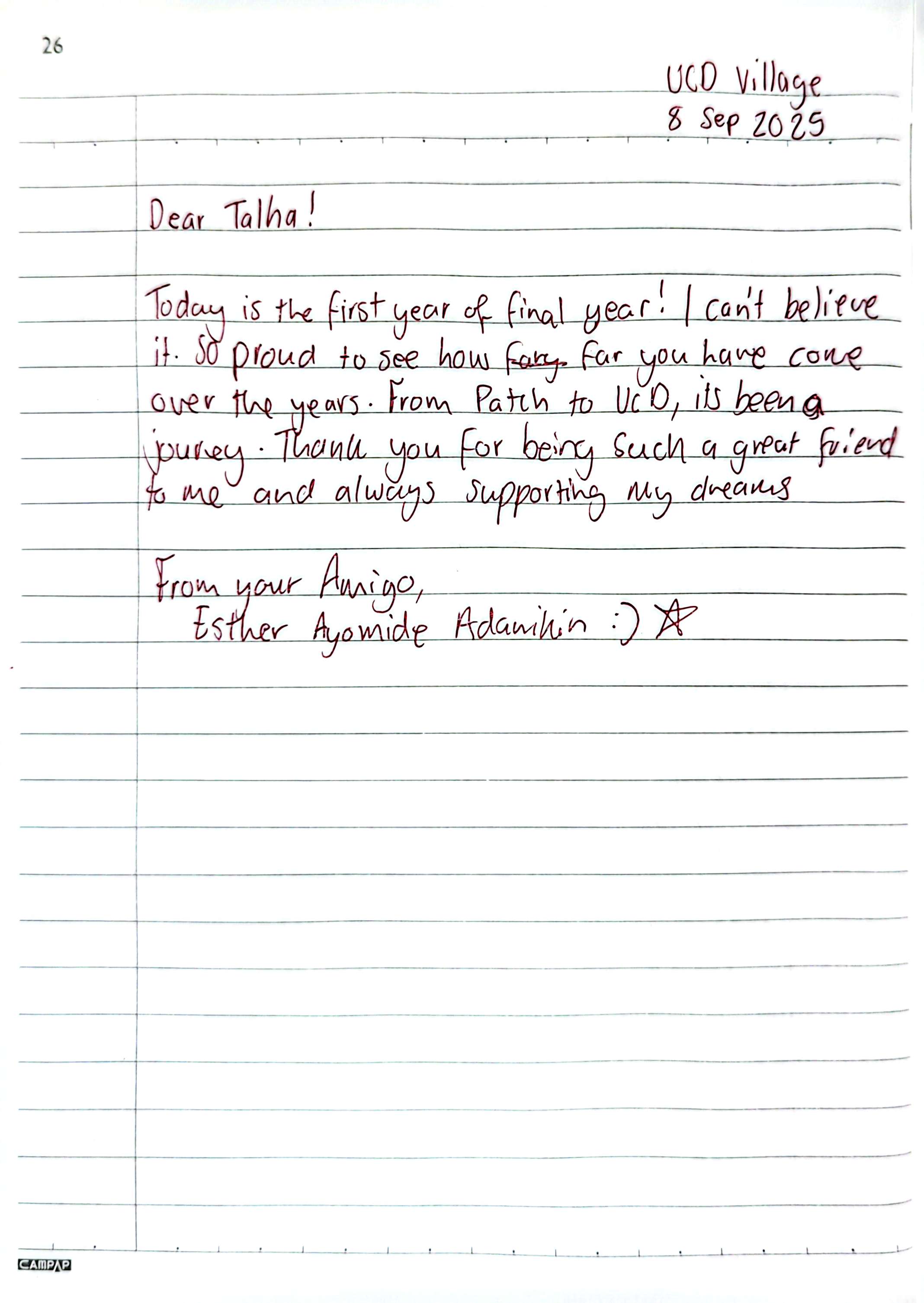 Letter from Esther