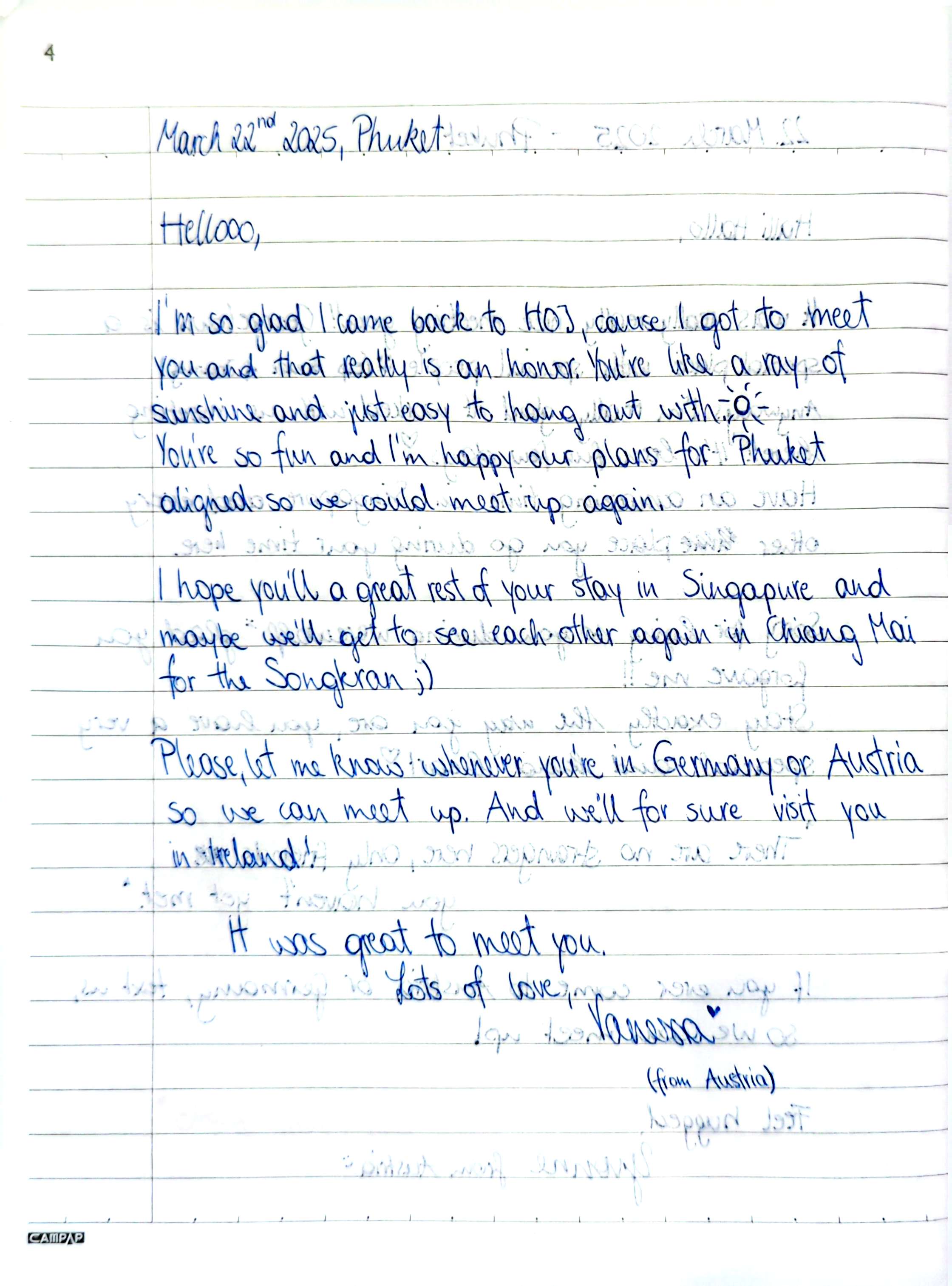 Letter from Vanessa