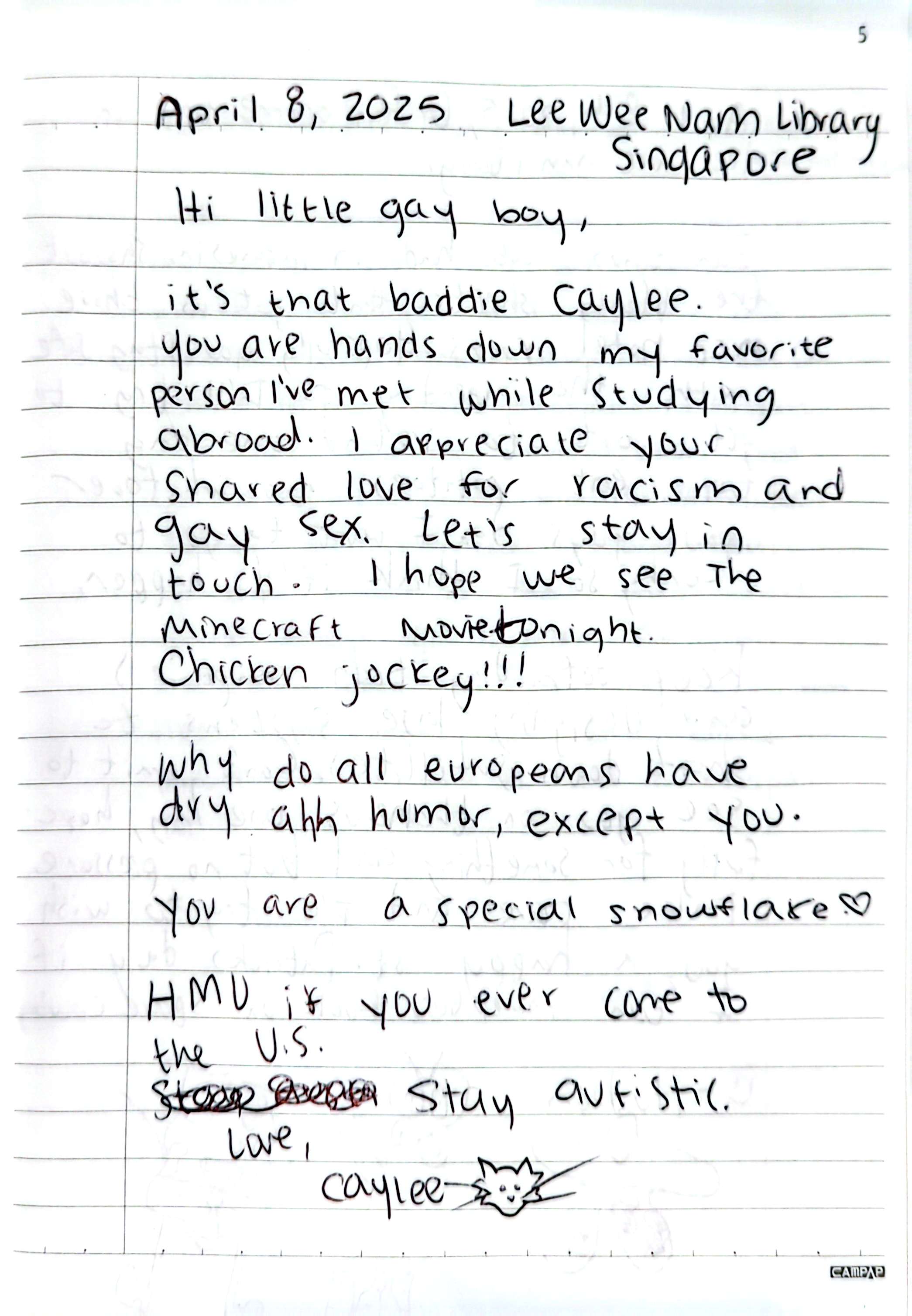 Letter from Caylee