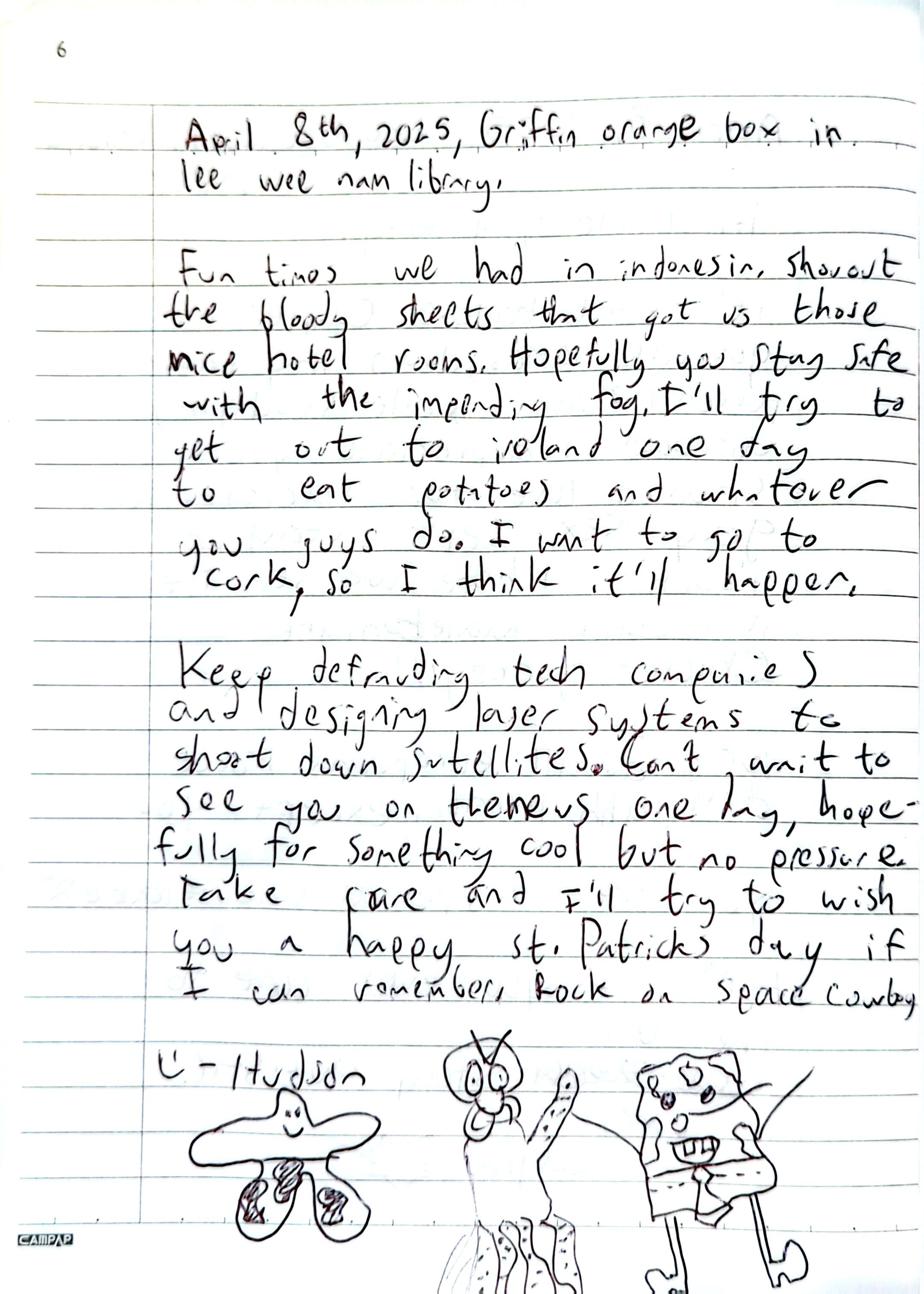 Letter from Hudson
